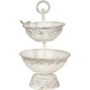 Clayre & Eef Etagère Ø 21x36 cm Wit IJzer