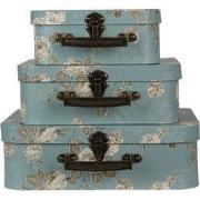 Clayre & Eef Decoratie Koffer Set van 3 30x21x9/25x18x9/20x16x8 cm Gro...
