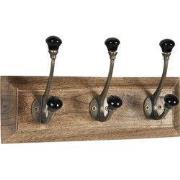 Clayre & Eef Wandkapstok 30x8x10 cm Zwart Hout