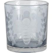 Clayre & Eef Theelichthouder Ø 7x8 cm Grijs Glas Bij