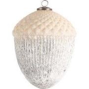 Clayre & Eef Kerstbal XL Ø 15 cm Wit Grijs Glas