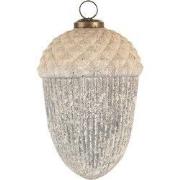 Clayre & Eef Kerstbal Ø 10 cm Wit Grijs Glas