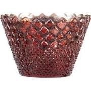 Clayre & Eef Theelichthouder Ø 10x7 cm Rood Glas