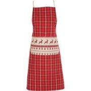 Clayre & Eef Keukenschort 70x85 cm Rood Beige Katoen Kerst