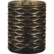 Clayre & Eef Theelichthouder Ø 8x10 cm Zwart Glas