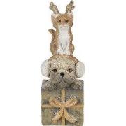 Clayre & Eef Beeld Dieren 5x5x13 cm Bruin Wit Kunststof Dieren
