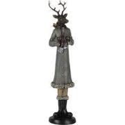 Clayre & Eef Beeld Hert 9x8x36 cm Grijs Kunststof