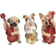 Clayre & Eef Decoratie Beeld Set van 3 Hond 14x6x10 cm Bruin Wit Kunst...