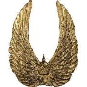 Clayre & Eef Beeld Vleugels 22x4x28 cm Goudkleurig Kunststof