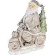 Clayre & Eef Beeld Kerstman 12x6x14 cm Zilverkleurig Kunststof