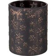 Clayre & Eef Theelichthouder Ø 10x13 cm Goudkleurig Zwart Glas