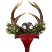 Clayre & Eef Haak Kerstsok Gewei Rood Bruin Polyresin