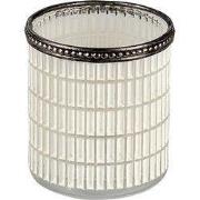 Clayre & Eef Theelichthouder Ø 8x9 cm Wit Glas