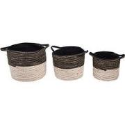 Clayre & Eef Opbergmand Set van 3 Ø 52 Ø 46 Ø 37 cm Zwart Touw