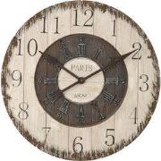 Clayre & Eef Wandklok Ø 80cm Wit Hout