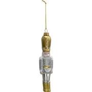 Clayre & Eef Kersthanger Notenkraker 17 cm Goudkleurig Wit Glas
