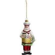 Clayre & Eef Kersthanger Kerstman 17 cm Wit Rood Glas