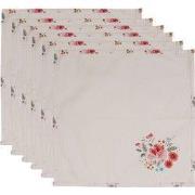 Clayre & Eef Servetten Katoen Set van 6 40x40 cm Beige Katoen Rozen