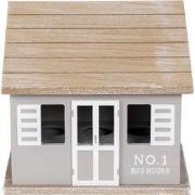 Clayre & Eef Eierkastje Huis 20x14x18 cm Grijs Bruin Hout