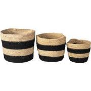 Clayre & Eef Opbergmand Set van 3 Ø 22 Ø 19 Ø 16 cm Zwart Touw