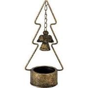 Clayre & Eef Kandelaar Kerstboom 10x8x24 cm Koperkleurig Metaal Engel