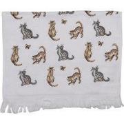 Clayre & Eef Gastendoekje 40x66 cm Wit Grijs Katoen Katten