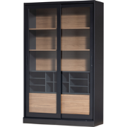WOOOD James Vitrinekast - Grenen - Zwart - 200x125x47