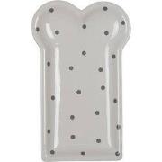 Clayre & Eef Ontbijtbord 10x17 cm Wit Keramiek Stippen