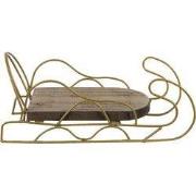 Clayre & Eef Kerstdecoratie Slee 26x13x12 cm Bruin Hout