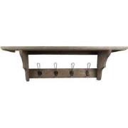 Clayre & Eef Wandkapstok 4 Haken 100x24x30 cm Bruin Hout