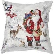 Clayre & Eef Kussenhoes 45x45 cm Wit Polyester Kerstman