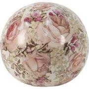 Clayre & Eef Beeld Bal Ø 9x8 cm Roze Keramiek Bloemen
