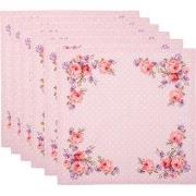 Clayre & Eef Servetten Katoen Set van 6 40x40 cm Roze Paars Katoen Roz...