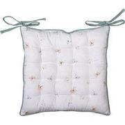 Clayre & Eef Stoelkussen Foam 40x40 cm Wit Groen Katoen Bloemen