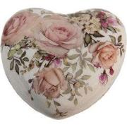 Clayre & Eef Decoratie Hart Wit Roze Keramiek Bloemen