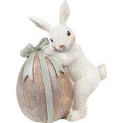 Clayre & Eef Beeld Konijn 8x5x11 cm Beige Grijs Polyresin