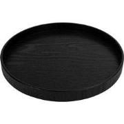 QUVIO Houten dienblad rond - Zwart - Maat S (24 cm)