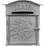 Clayre & Eef Brievenbus 26x10x31 cm Grijs Wit Metaal Bloemen