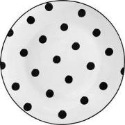 Clayre & Eef Dinerbord Ø 26 cm Wit Zwart Porselein Stippen