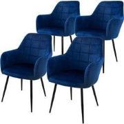 Set van 4 Eetkamerstoelen Donkerblauw