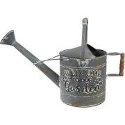 Clayre & Eef Decoratie Gieter 53x20x24 cm Grijs Wit Metaal Bloemen