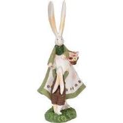 Clayre & Eef Beeld Konijn 10x7x25 cm Groen Polyresin