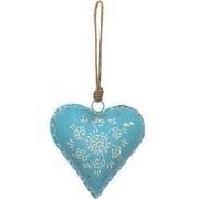 Clayre & Eef Kersthanger Hart 15x4x15 cm Blauw IJzer