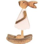 Clayre & Eef Beeld Konijn 14x7x25 cm Bruin Roze Hout