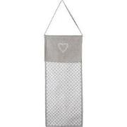 Clayre & Eef Broodzak 28x68 cm Grijs Wit Katoen Harten Ruiten