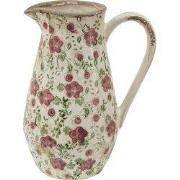 Clayre & Eef Decoratie Kan 20x14x25 cm Roze Beige Keramiek Bloemen