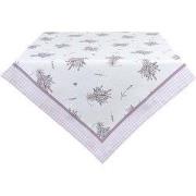 Clayre & Eef Tafelkleed 100x100 cm Wit Paars Katoen Lavendel