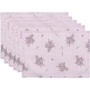 Clayre & Eef Placemats Set van 6 48x33 cm Paars Wit Katoen Lavendel