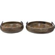 Clayre & Eef Decoratie Dienblad Ø 36 Ø 29 cm Bruin Hout