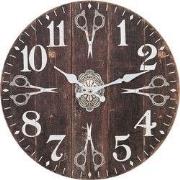 Clayre & Eef Wandklok Ø 34 cm Bruin Wit MDF Scharen